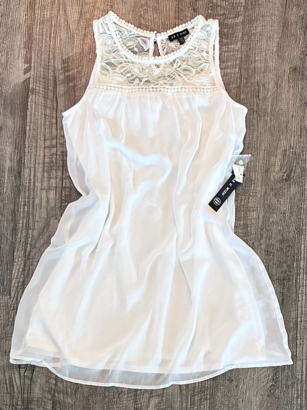 As U Wish White Lace Yoke Sleeveless Midi Dress